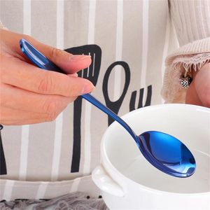 Cucharas coloridas cuchara redonda vajilla cocina café herramientas estilo coreano borrador acero inoxidable forma de servicio