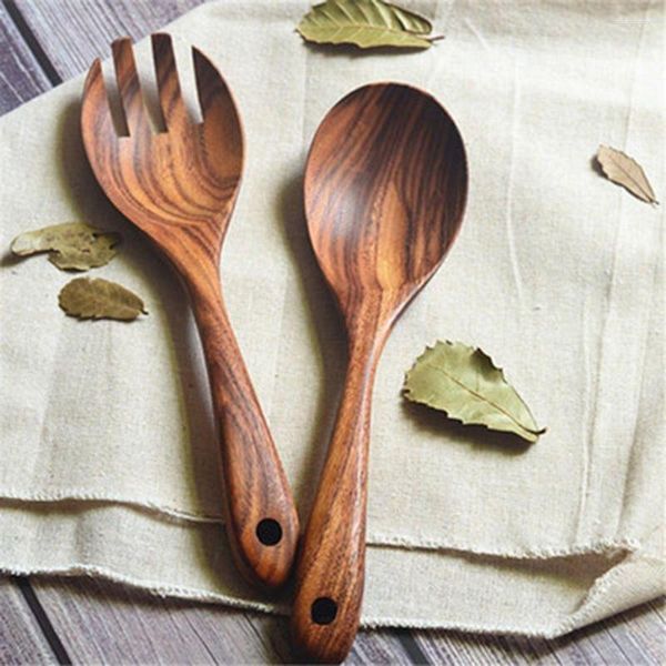 Cuillères accessoires de cuisine dîner outils de cuisine couverts salade service vaisselle grande cuillère en bois fourchette