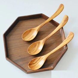 Cuillères créatives de style japonais à longue poignée en bois cuillère à miel en olive