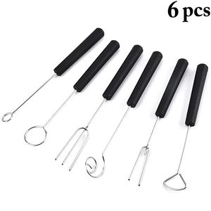 Lepels Dip Chocolate Fork Tool Pen Irregar roestvrij staal Diy Bakeware Accessoires Fondant Kitchen Home Cake Decoratie Drop Lever SMT3A