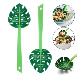 Lepels DIY Keukengereedschap Vergiet Creatief Groen Blad Multifunctionele Spaghetti Spaghetti Opscheplepel met gleuf