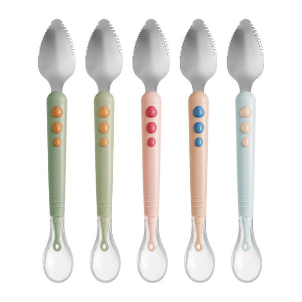 Cucharas Alimentación de alimentos para bebés de doble cara Scra Mud Sile Cuchara suave Vajilla infantil Utensilio Entrega de gotas Hogar Jardín Cocina Comedor Bar Dhped