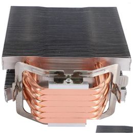 Cuillères Refroidisseur de processeur sans ventilateur Ventilateur de 12 cm 6 caloducs en cuivre Radiateur de refroidissement pour LGA 1150/1151/1155/1156/1366/775/2011 Amd Drop Delivery Hom Otmic