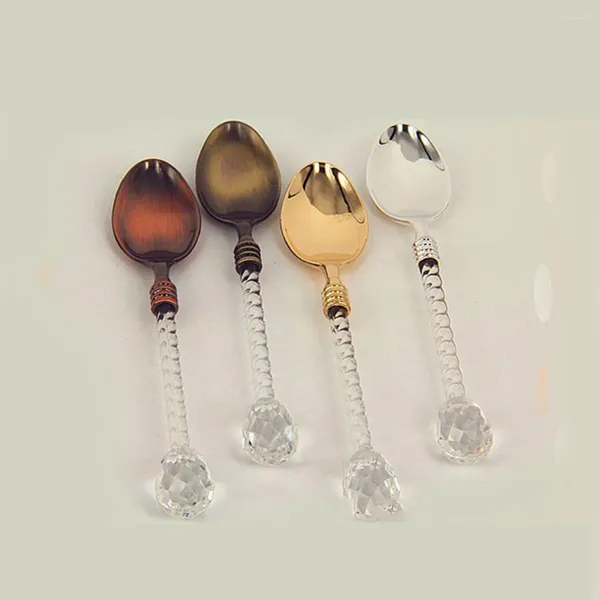 Cuillères à café de mode avec une longue manche scoops dessert ther set accessoires de cuisine cristal