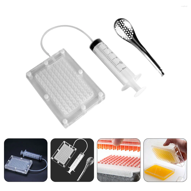 Colheres ferramentas manuais ovas molho dispensador de plástico caixa de distribuição de esferificação kit de gastronomia molecular caviar fazendo