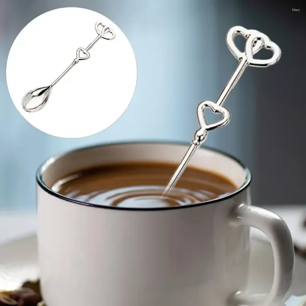 Cucharas Cuchara de té con diseño de corazón, 8 Uds., cucharaditas de café para pareja doble, recuerdos de fiesta de boda, regalo para invitados, recuerdo de despedida de soltera