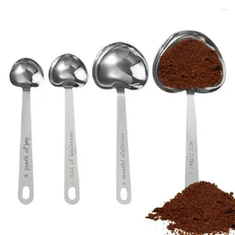 Cuillères en forme de coeur Mesurer réutilisable le mélange en acier inoxydable pour cuillère à café pour le café de la cuisine en poudre de lait en poudre
