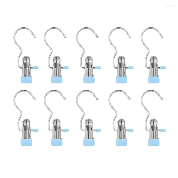 Cuillères robustes crochets de suspension Clips cintres de bottes pour placard pince à linge vêtements chapeau pantalon serviette bleu 10 PC