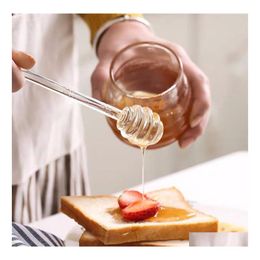 Lepels honing lepel glazen dipper siroop dispenser server 6 inch stok voor jar keuken accessoires xb1 drop levering home tuin dineren dhkt1
