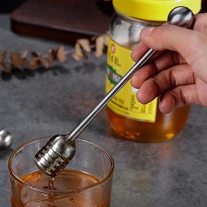 Cuillères à miel cuillère en acier inoxydable Stick Stick à poignée longue sirop métallique servant pour les accessoires de cuisine en pot en pot