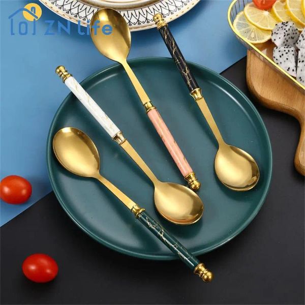 Cucharadas de helado de la cuchara de mármol de la cuchara pulido creativo al estilo europeo para accesorios de cocina de regalos acero inoxidable