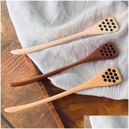 Lepels Japan Style Wood Roertring Bar Lepel met een lange handgreep voor het mengen van koffie Honing Jam Sticks Tasjes Toezicht Accessoires Groothandel LX011 DHTCD