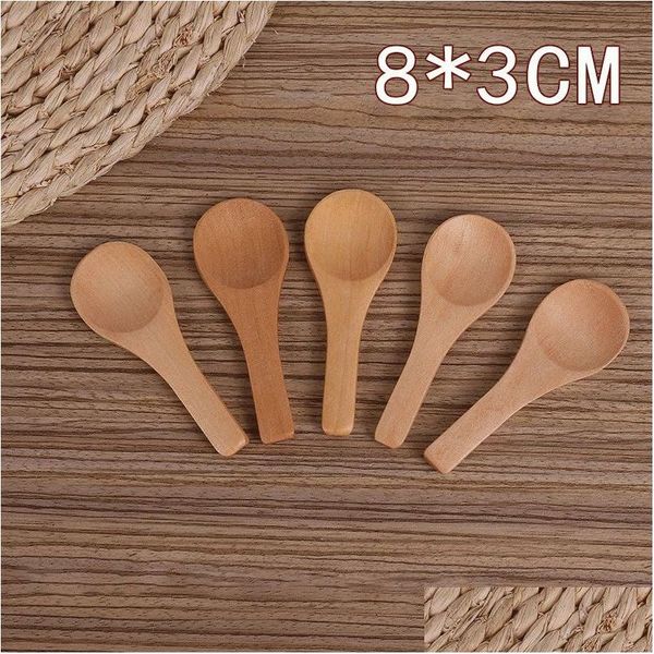 Cuillères Japonais Petite Cuillère En Bois En Gros 8Cm Manuel Sel Dessert Poudre Bois Lait Scoop Lx5208 Drop Delivery Maison Jardin Cuisine Dh0Go