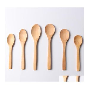 Lepels Japanse stijl Eco -vriendelijke natuurlijke houten lepel mini honing koffie klein voor kinderen drop levering home tuin keuken dineren ba dhyqj