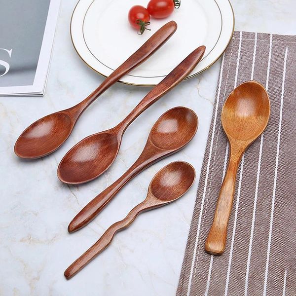 Cuillères accessoires de cuisine rétro cuillère en bois naturel classique café thé mélange en bois Dessert gâteau outils de cuisine fournitures