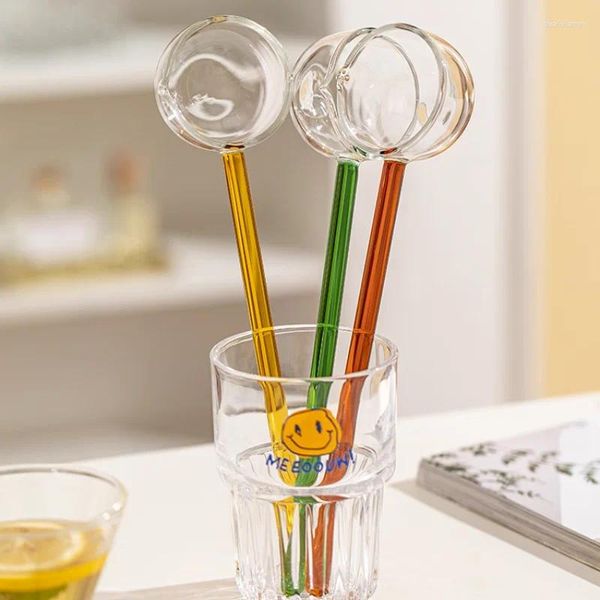 Cuillères coréennes en verre transparent, cuillère à long manche, soupe résistante aux hautes températures, boisson à l'huile domestique