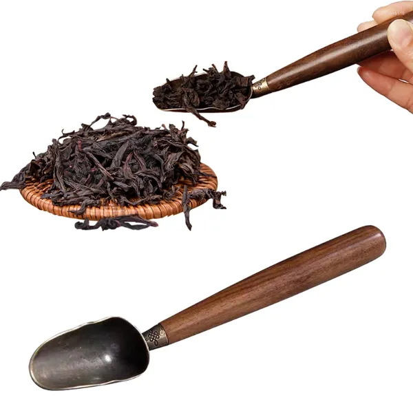 Cucharadas de té de hoja suelta Scoop exquisita hojas múltiples Multifunción Shovel creativa Cuchab para la ébano para la casa de té en casa