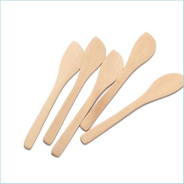 Cuillères Cuillère en bois naturel Wonton Bun Shovel Eco Friendly Masque en bois Tranche Couteau Huile Cuillères à café Drop Livraison 2021 Home Garden Ki Dhwul