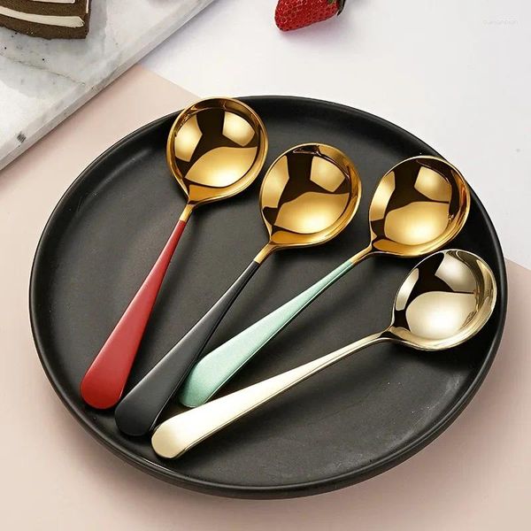 Spoons Net Red Round Head Scoop 304 Spoon en acier inoxydable Japonais et coréen Maison de dessert de café