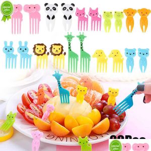 Lepels Nieuwe Mini Vorken Dierlijke Voedsel Picks Voor Kinderen Leuke Fruit Vork Bento Box Decor Herbruikbare Cartoon Kinderen Snack Cake dessert Lunch Dhqkz