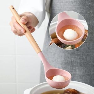 Cuillères antiadhésives en silicone, cuillère à soupe avec manche en bois, bouillie résistante à la chaleur, cuisson du riz, service de mélange