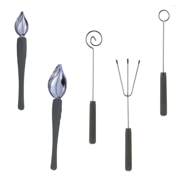 Cuillères outils outil de crème décor de cuisine gadgets fondue tremper fourchette en acier inoxydable peinture cuillère sauce chocolate picks fourchettes