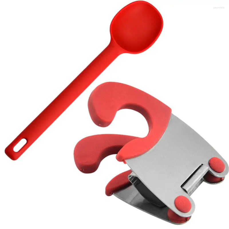 Spoons Pot Side Clips Anti-Slide Spoon Holder Clip Bekväma Kök Gadgets gummipanna Insatser Tool