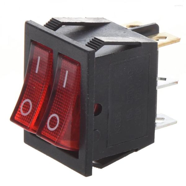 Cuillères lumière rouge éclairée 6 broches double SPST ON/OFF interrupteur à bascule pour bateau AC 15A/250V 20A/125V