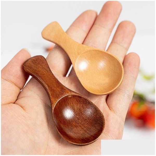 Cucharas Condimento Vajilla Madera Maciza Cuchara De Helado 8,5 Cm Productos Medición De Madera Especias Cucharas De Té Entrega De Gota Hogar Jardín Cocina, Dhrfi