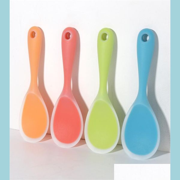 Cucharas Sile Rice Scoop Foodgrade Cuchara Cucharas de gran tamaño Creative Bakery Cookie Pastelería Mezclador Mantequilla Drop Delivery Home Garden Kitche Dhv6O