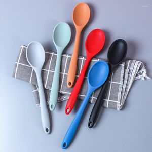 Cucharas Cuchara de silicona de color caramelo Alimentación para bebés Grado Pequeña Ensalada agitadora resistente a altas temperaturas