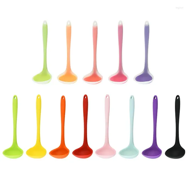 Cuillères louche en Silicone cuillère à soupe poignée incurvée antiadhésive cuillère ronde incassable pour le dîner ustensiles de cuisine créatifs vaisselle