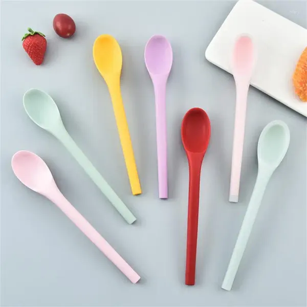 Cuillères cuillères à salade simple et avancée mélangeant une longue manche petite silicone pour enfants pour enfants