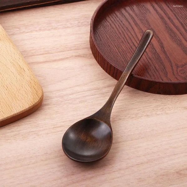 Cucharas simples antiadherentes de estilo japonés con mango largo, vajilla portátil de madera Natural, utensilio de cocina, cucharadas, utensilios de cocina