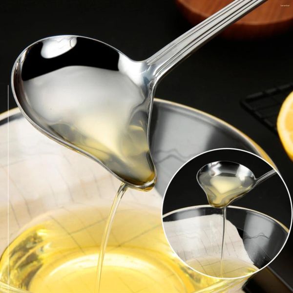 Cucharas de sopa Sopa Sopa de acero inoxidable Acero inoxidable Soca de filtro de aceite multipropósito con herramientas de cocción de ranura de pato de mango largo Silver Golden