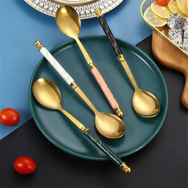 Cucharadas de espejo de cuchara pulido nordic para la vajilla de regalo imitación de helado cerámica accesorios de cocina al por mayor de estilo europeo