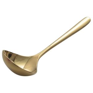 Lepels lepels gouden soep lepel roestvrij staal titanium plating glanzende gouden ronde sierware tafel set stevig gemakkelijk te reinigen vaatwasser dh5ax