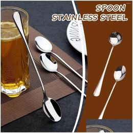 Cucharas Cuchara de café de acero inoxidable Cuchara de mango largo creativo Cuchara de cocina Cuchara de helado Postre Crema Vajilla Herramientas Merienda 1pc Mini S Dro Othzr