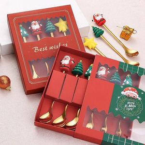 Lepels roestvrijstalen flatware bestek set voor kerstcadeau -doos dessert koffie fruit lepel vork