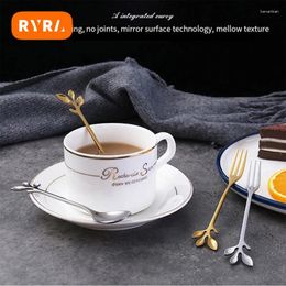 Lepels roestvrijstalen bladeren lepel gouden boom blad servies decoratie ijsthee roerend creatieve koffie