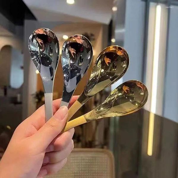 Cuillères à soupe en acier inoxydable, louche de cuisine domestique capacité or argent miroir poli couverts pour la vaisselle à café