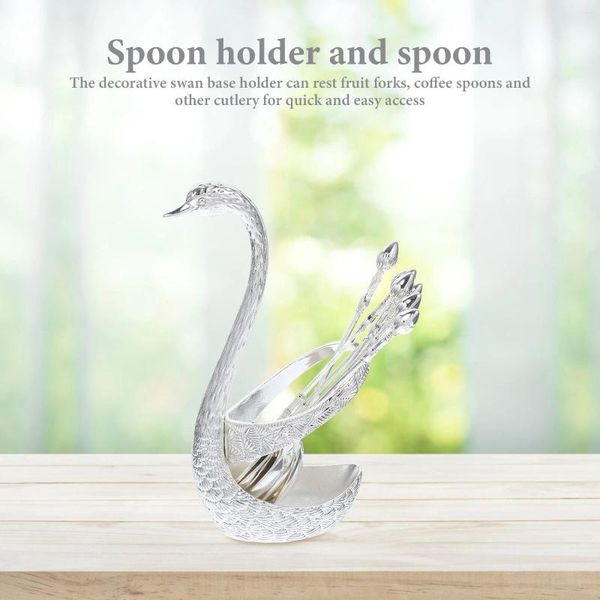 Cuillères Swan Set Set Ice Cream Scoop Decorative Coffee Metal Sutetrage Sign Fine Rangement