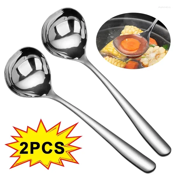 Vajilla de cucharas, colador largo, mango de olla, utensilios de acero para cocinar sopa, cuchara de acero inoxidable para el hogar, cucharas gruesas de cocina 2/1 Uds.