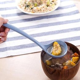 Vajilla de cucharas, cucharón de sopa de paja de trigo, 4 colores, cuchara de arroz con mango largo, cucharas para comida y cena, suministros de cocina para el hogar, herramienta de cocina