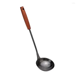 Cucharas Tradicionales Pala De Acero Inoxidable Mobiliario Cuchara Mango De Madera Olla De Hierro Grifo Freír Utensilios De Cocina Fácil De Usar