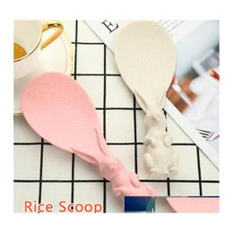 Lepels tarwe st lepel kan opstaan ​​rijstschopkoker creatief anti -aanbak cartoon drop levering home tuin keuken eetbar flatware otb3s