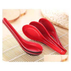 Cuillères En Gros 500 Pcs Rouge Noir Couleur Maison Couverts Japonais Bol En Plastique Soupe Bouillie Cuillère Drop Livraison Jardin Cuisine Salle À Manger B Dh5Ay