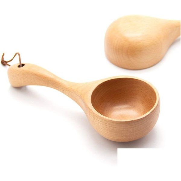 Cuillères Ramen en bois cuillère vaisselle Bouillon soupe louche style japonais manche en bois cuillère à eau maison cuisine accessoires Dro Homefavor Dhwab