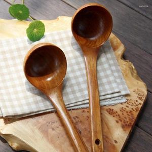 Cuillères louche à soupe en bois poignée droite huile Extra longue Sheng poêle antiadhésive cuillère à Pot