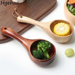 Cuillères en bois soupe naturel rétro riz bouillie cuillère ménage eau nouilles Portable longue poignée cuillère cuisine vaisselle